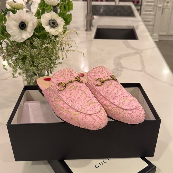 GUCCI 1955 Horsebit Accent Lace Mules - Picture 3 of 8